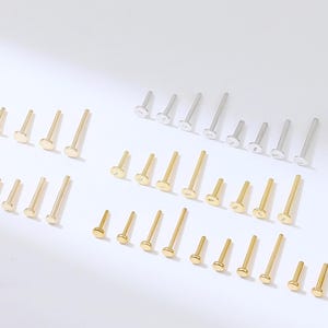 14K Solid Gold Flat back Screw Back, Gold Plated Titanium Push Back Screw Back, Conch Helix Cartilage Threadless Stud, Tragus Threaded Stud