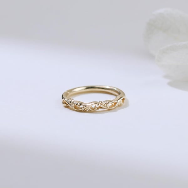 14K Solid Gold Engraved Hoop Clicker, Floral Pattern Seamless Ring, Gold Helix Daith Septum Conch Piercing, Cartilage Clicker Earring 18G