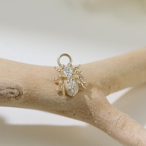 14K Solid Gold Diamond Beetle Dangle Rook Charm, Gold Insect Gemstone Seamless Clicker Charm, Diamond Helix Earlobe Hoop Navel Ring Charm
