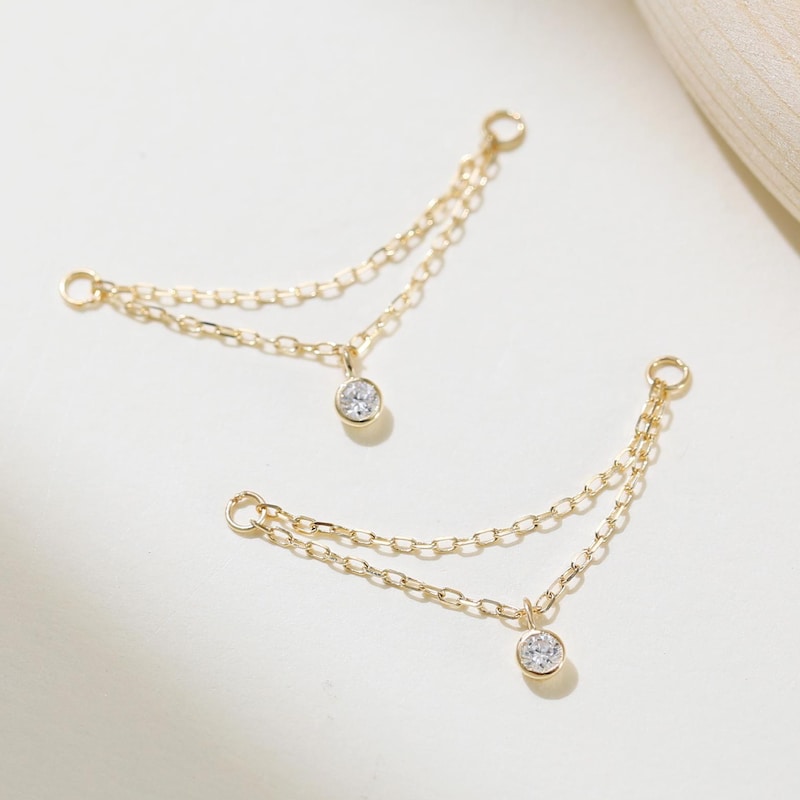 Double Hoop Charm Necklace Etsy