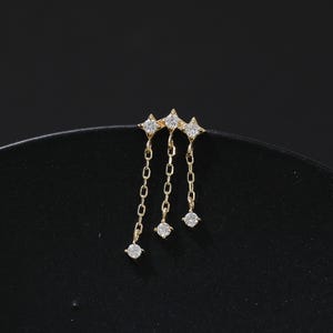 14K Solid Gold Diamant Stern Ohrring, fadenlosen Pin oder mit Gewinde, Helix Conch Knorpel Piercing, flache Rückseite Ohrring, Geschenk für sie
