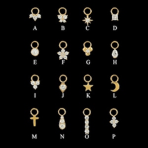 14K Solid Gold Diamond Charm, Dainty Helix Cartilage Clicker Attachment Pendant, Tiny Lobe Dangle Charm