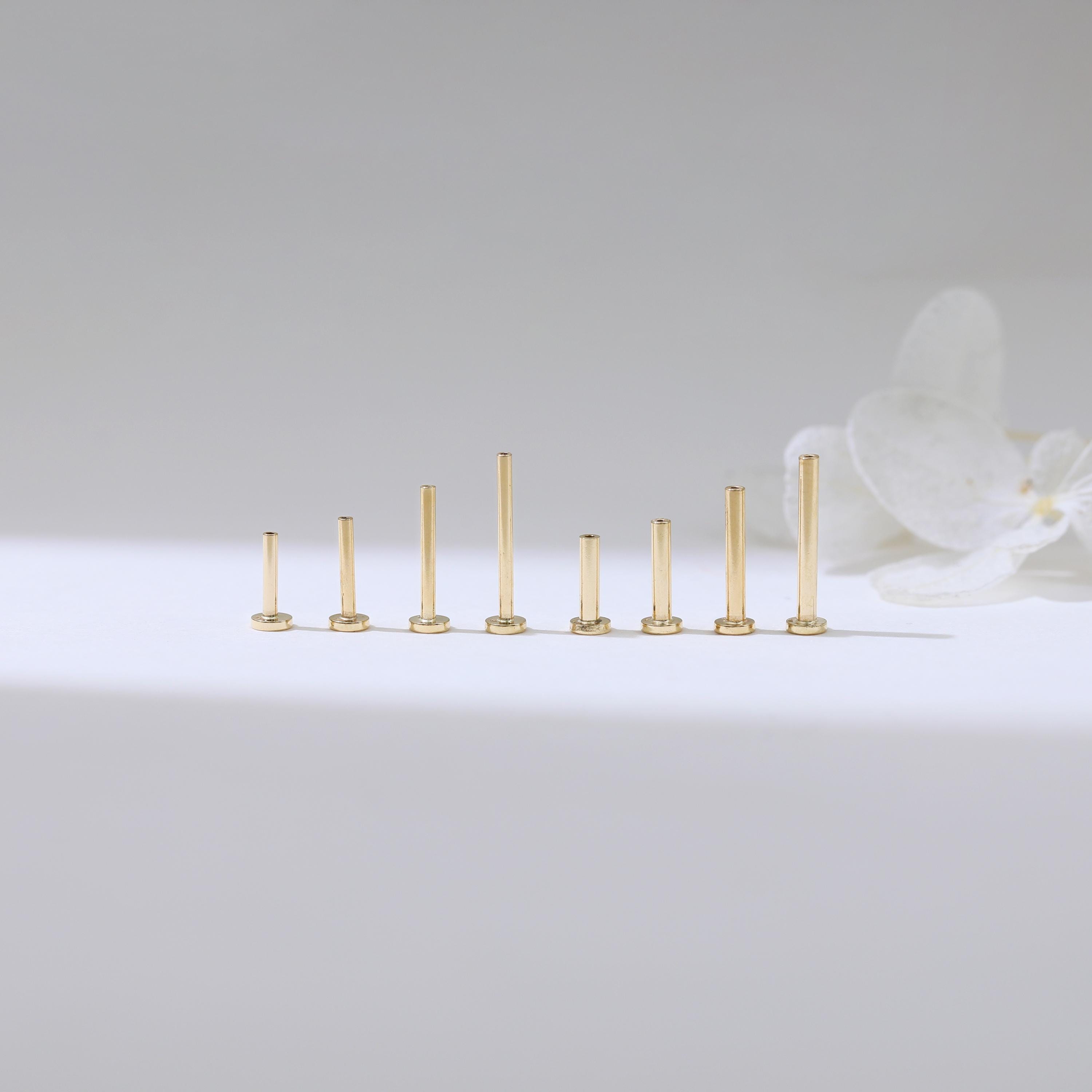 14K Solid Gold Flat Back Screw Back, Gold Plated Titanium Push Back ...