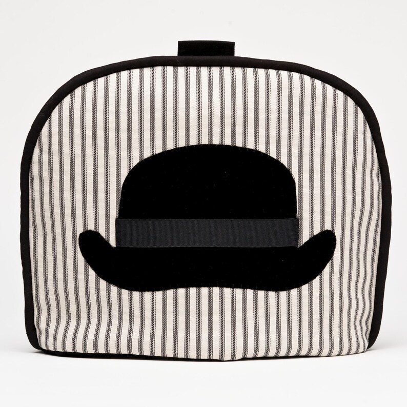 Tea Cozy / Cosy British Bowler Hat Black Velvet Applique on Etsy