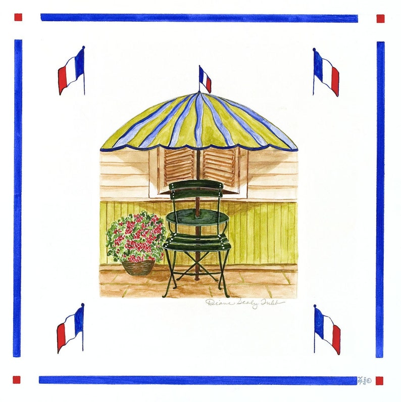 French Cafe Vignette /Giclee print / Watercolor image 1