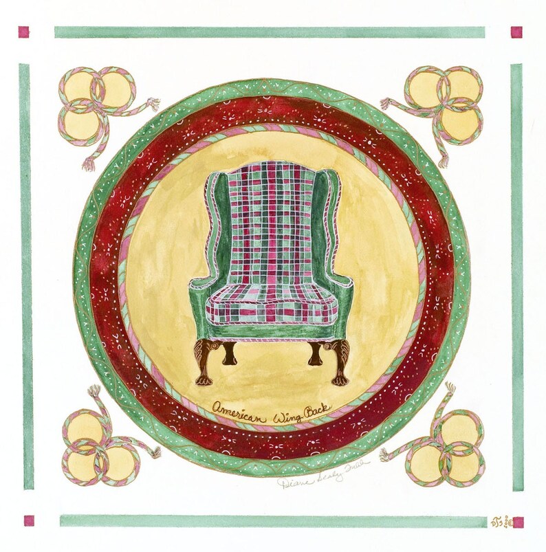 American Wing Back Chair / Giclee Print/ Watercolor image 1