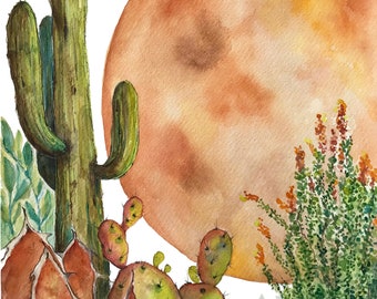 Watercolor Print - Desert Harvest - Bohemian - Boho Wall Art - Desert Garden - Botanical - Fine Art Print