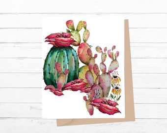 Sonoran Bonfire - Greeting Card w/Envelope - Aloe Vera - Succulent - Cactus  - Watercolor  - Desert Art