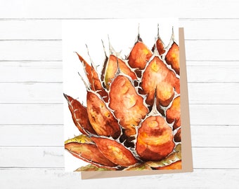 Sonoran Bonfire - Greeting Card w/Envelope - Aloe Vera - Succulent - Cactus  - Watercolor  - Desert Art