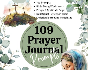 109 sugerencias para un diario de oración con estudio bíblico imprimible: plantillas de diario bíblico y planificador devocional cristiano (PDF)