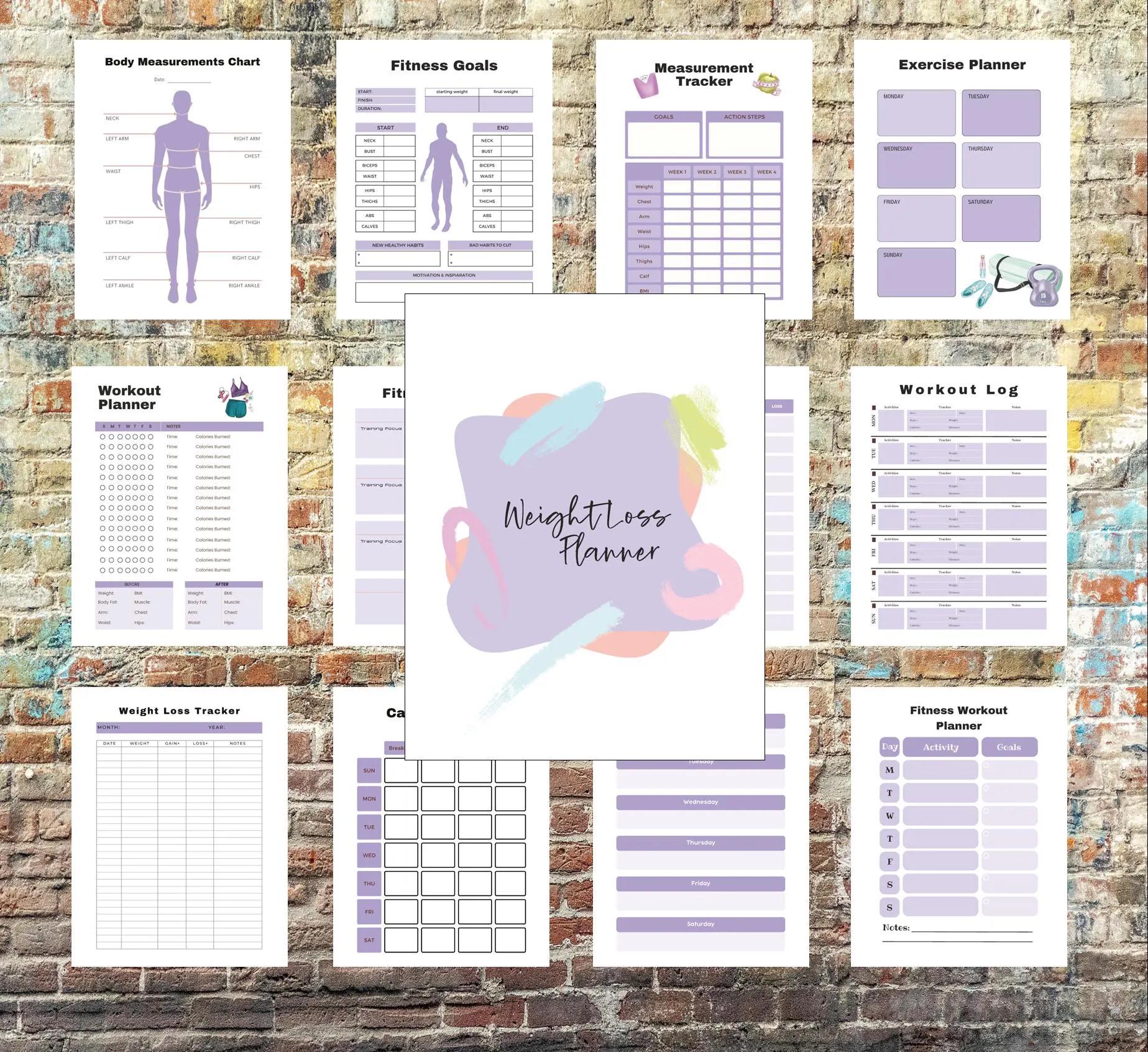 2025 Weight Loss & Self Care Planner | Fitness Planner Bundle | PDF ...