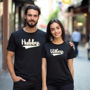 Wifey and Hubby Shirt, Matching Couples Tees, Cute Gift for Newlyweds, Wedding Anniversary, Fun Couple Outfits & Relationship Apparel