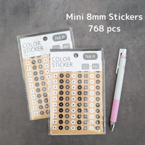 768pcs Mini Floral Stickers – Monotone 8mm Dot Seals for Journaling, Planners & Scrapbooking | Japanese Stationery, Japandi design