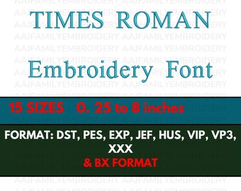 Times Roman Embroidery font, Times Roman Embroidery small font, Times Roman Embroidery big font, Monogram, BX Format, Alphabet Embroidery