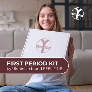 Caja de regalo para la primera menstruación para niñas: kit de cuidado para la pubertad con compresas ecológicas, cuidado de la piel y gel íntimo / Set de autocuidado para adolescentes / Regalo para preadolescentes / Kit de cosméticos