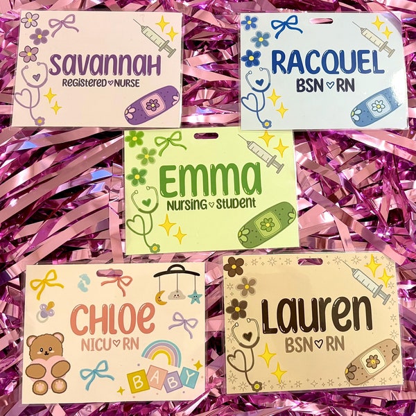 Horizontal or Vertical Name Badge-Nurse Badge Buddy-RN Accessories-Medical-Healthcare-Vet-Custom-Nursing Student- Gift-Graduation-Nurse