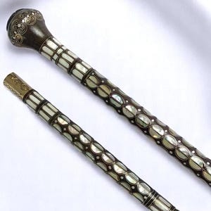 Unique Cane-Mother of Pearl Cane-Mother of Pearl inlaid Walking Stick–Walking stick-Handmade walking stick-- Handmade Cane-Fathers day gift