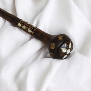 Unique Cane-Mother of Pearl Cane-Mother of Pearl inlaid Walking Stick–Walking stick-Handmade walking stick-- Handmade Cane-Fathers day gift