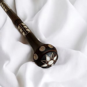 Unique Cane-Mother of Pearl Cane-Mother of Pearl inlaid Walking Stick–Walking stick-Handmade walking stick-- Handmade Cane-Fathers day gift