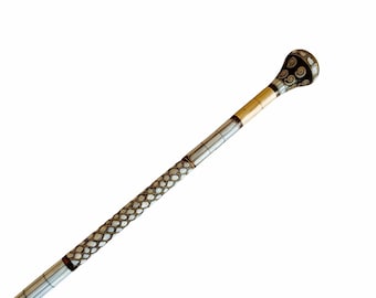 Unique Cane-Mother of Pearl Cane-Mother of Pearl inlaid Walking Stick–Walking stick-Handmade walking stick-- Handmade Cane-Fathers day gift