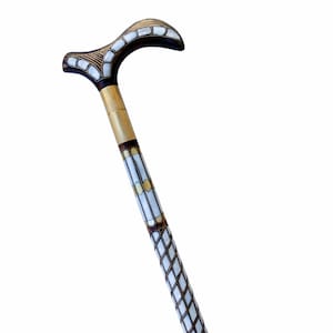 Unique Cane-Mother of Pearl Cane-Mother of Pearl inlaid Walking Stick–Walking stick-Handmade walking stick-- Handmade Cane-Fathers day gift
