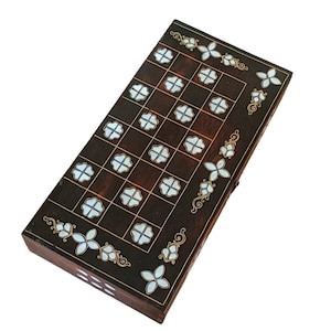 Handmade Backgammon Set-Mother Of Pearl-Backgammon Board-Backgammon Set-Wooden Backgammon-Vintage Backgammon Set-Board Game-Chess Set