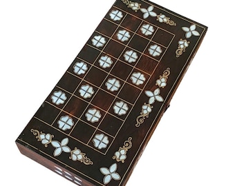Handmade Backgammon Set-Mother Of Pearl-Backgammon Board-Backgammon Set-Wooden Backgammon-Vintage Backgammon Set-Board Game-Chess Set
