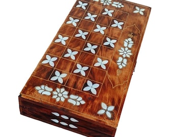 Handmade Backgammon Set-Mother Of Pearl-Backgammon Board-Backgammon Set-Wooden Backgammon-Vintage Backgammon Set-Board Game-Chess Set