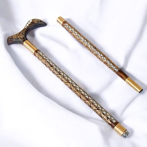 Unique Cane-Mother of Pearl Cane-Mother of Pearl inlaid Walking Stick–Walking stick-Handmade walking stick-- Handmade Cane-Fathers day gift