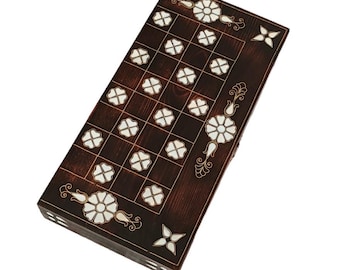 Jeu de jacquet fait main-nacre-jeu de backgammon-jeu de backgammon-backgammon en bois-jeu de backgammon vintage-jeu de société-jeu d'échecs
