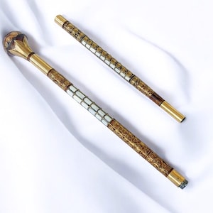 Unique Cane-Mother of Pearl Cane-Mother of Pearl inlaid Walking Stick–Walking stick-Handmade walking stick-- Handmade Cane-Fathers day gift