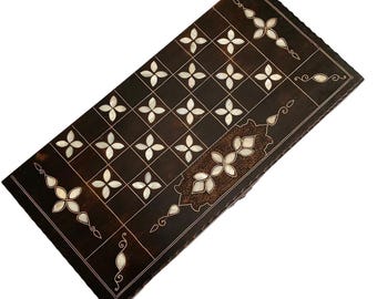Jeu de jacquet fait main-nacre-jeu de backgammon-jeu de backgammon-backgammon en bois-jeu de backgammon vintage-jeu de société-jeu d'échecs