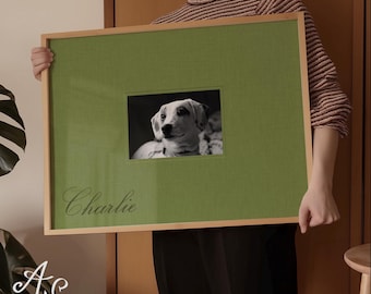 Personalized Photo Frame Mat | Sage Green | Horizontal Printable Photo Mat Board | Custom Digital Wall Art | Sentimental Gift for Home Decor