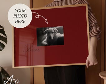 Personalized Photo Mat Print: Vintage Burgundy Red, Landscape Custom Wall Art (Digital Download)