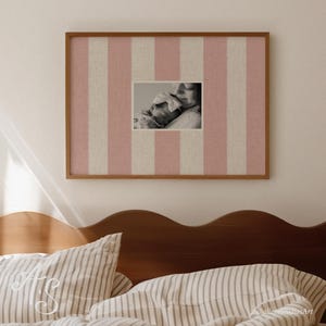 Personalized Printable Photo Frame Mat | Striped Baby Pink Board | Landscape | Custom Digital Wall Art | Sentimental Gift for Home Decor
