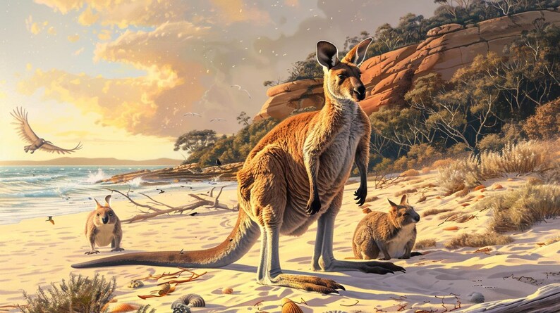 Adorable Australian Animal Beach Art – Kangaroo, Koala, Wombat & More ...