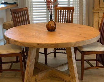 Round Wood Dining Table, Reclaimed Rustic Wood Table, Circular Kitchen Table Oval, Round Farmhouse Dinner Table, Solid Wood Round Table