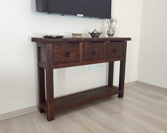 Reclaimed Tv Unit with Drawers, Rustic Solid Wood Tv Stand, Handmade Media Tv Cabinet/Storage, Mid Century Farmhouse Tv Console Table