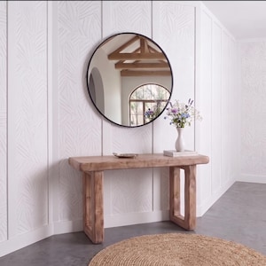 Consolle rustica in legno, realizzata con legno massello di recupero, in stile country-house.