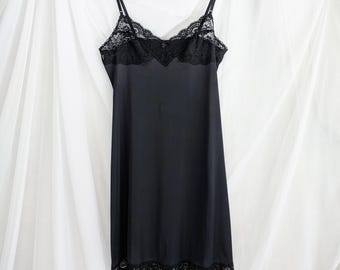 Vintage black lace slip by Vassarette