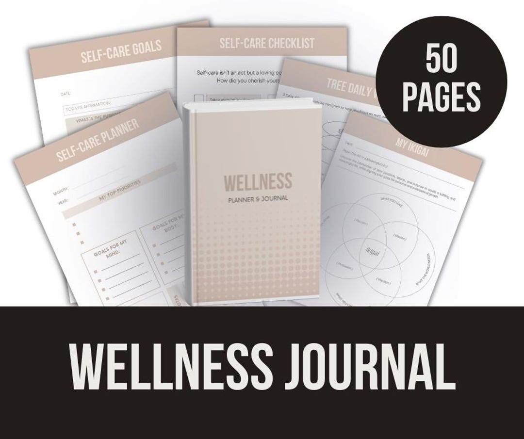 Wellness Journal Printable, 50 Page Self Care Journal, Mental Health ...