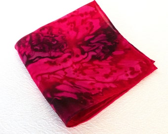 Clearance Hand-Painted Silk Pocket Square in Holiday Reds