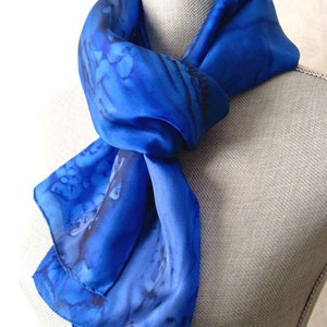 Hand-Dyed Silk Scarf in Sapphire Blues