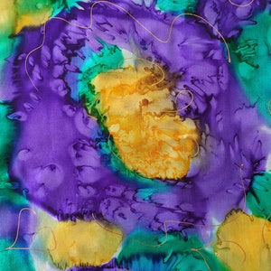 Large Square Silk Scarf Hand Dyed in Orchid Spring Floral image 3