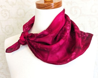 Hand Painted Silk Bandana Scarf in Berries