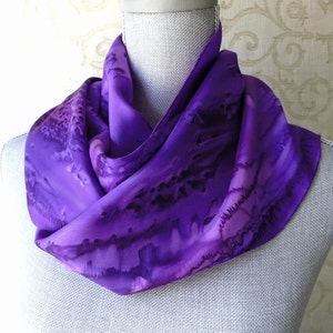 Silk Scarf Hand-Painted in Shades of Purple image 2