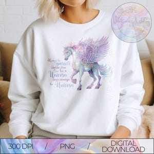 Soyez toujours vous-même aquarelle licorne PNG Design, soyez toujours une licorne coussin vêtements Sublimation Clipart violet rose téléchargement numérique
