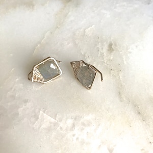 Geometric large pull through stud earrings