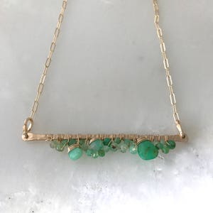 Hammered bar gemstone cluster necklace