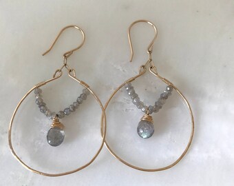 Boho Hoop gemstone earrings